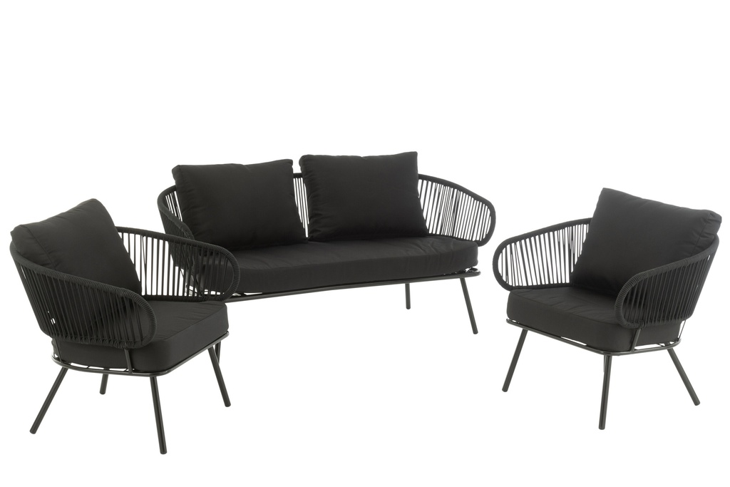 Set Of 3 Chairs Poa Steel/Rattan