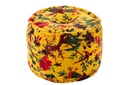 Pouf Round Birds/Flowers Cotton Velvet