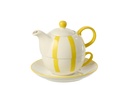 Teapot Striped Porcelain Yellow/White