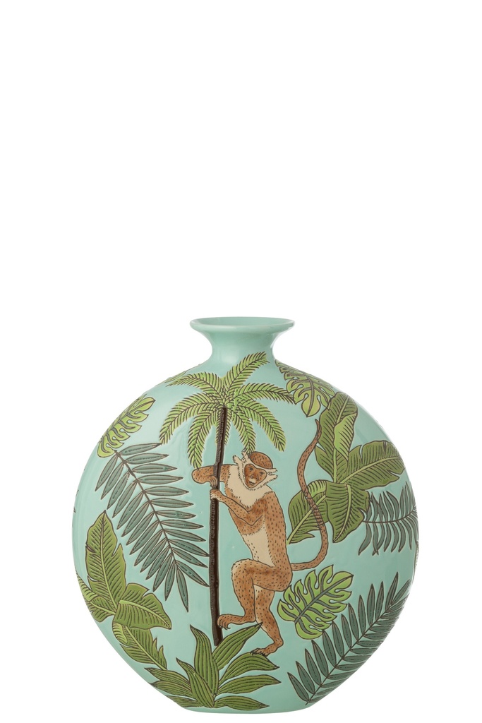 Vase Monkey Porcelain Multicolored Small
