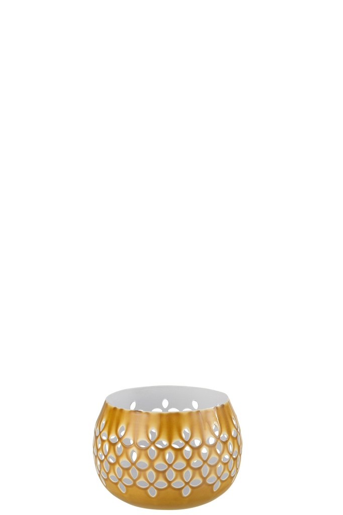 Tealight Holder Perforated Iron Ochre