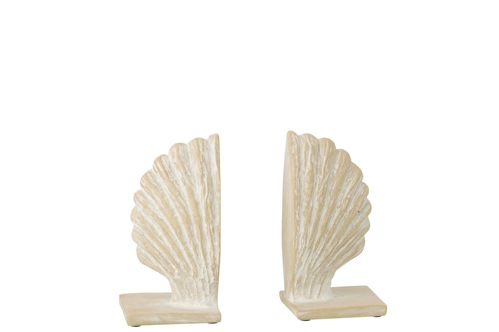 Set Of 2 Bookend Seashell Polyresin