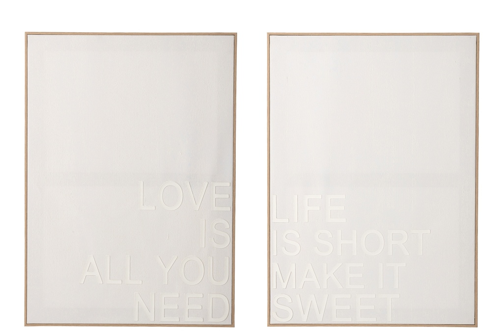 Quote Board Love/Life Canvas Off-White/Natural