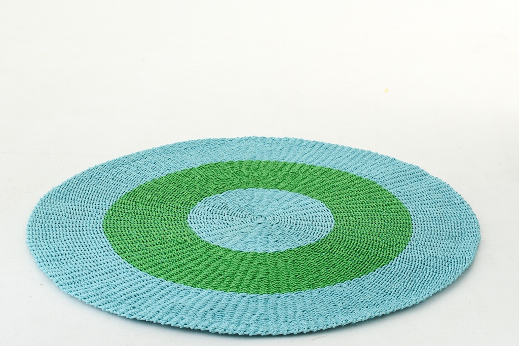 Rug Striped Raffia Light Blue/Green