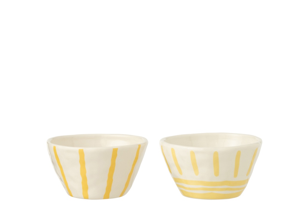 Bowl Striped Dolomite White/Light Yellow