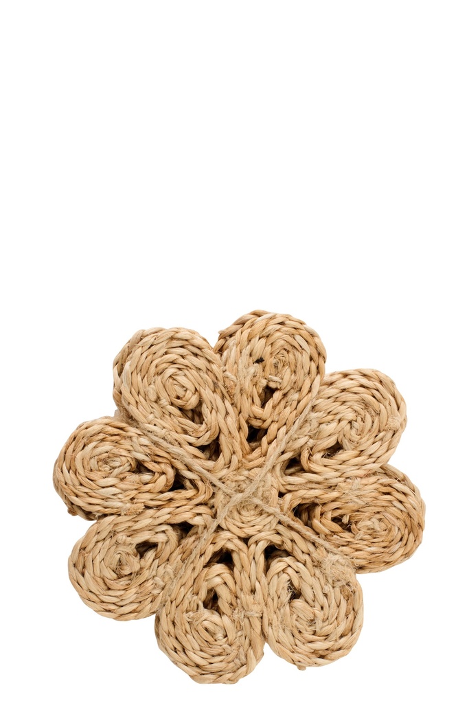 Set Of 6 Coaster Flower Jute