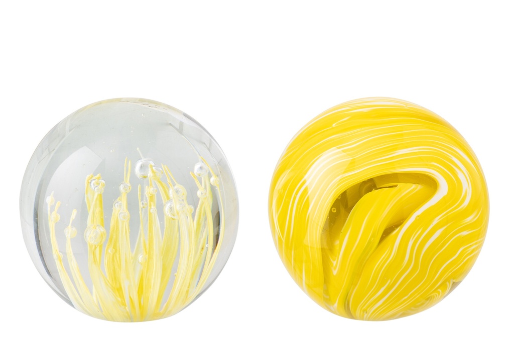 Paperweight Ball Glass Yellow/Transparent Medium
