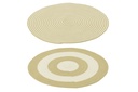 Rug Round Striped Polyester Natural/White