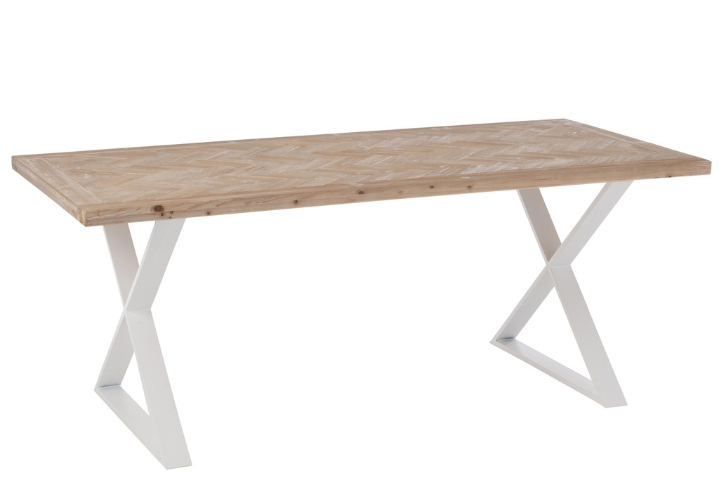 Table Zigzag Wood/Metal Natural/White