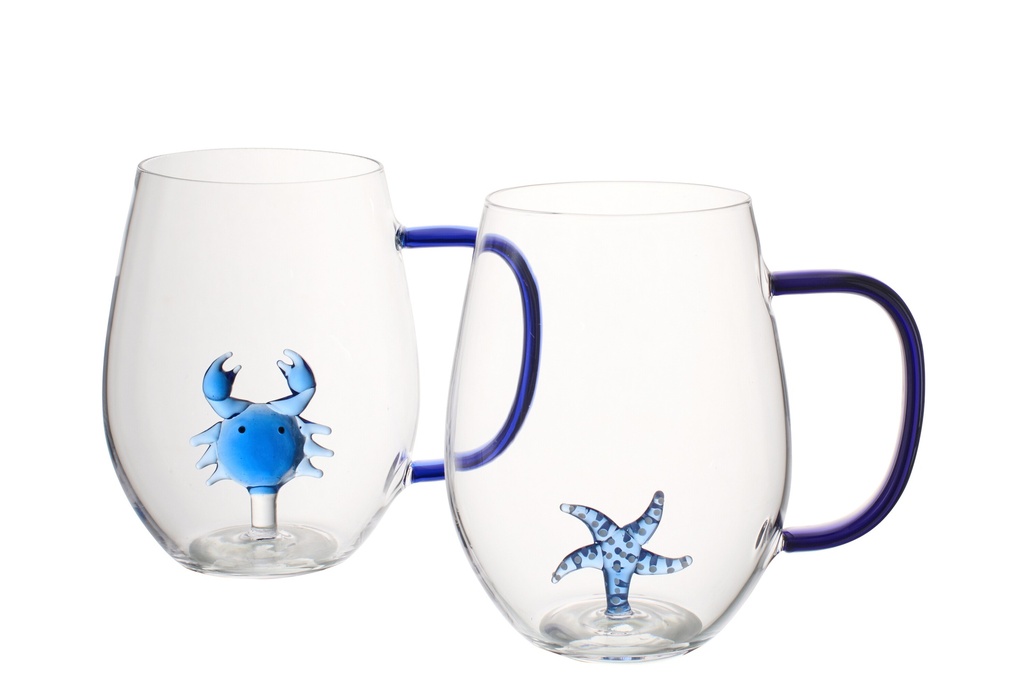 Drinking Glass Starfish/Crab With Handle