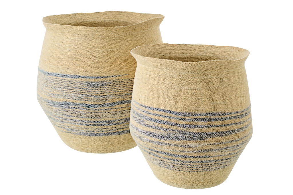 Set Of 2 Basket Striped Seagrass