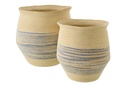Set Of 2 Basket Striped Seagrass