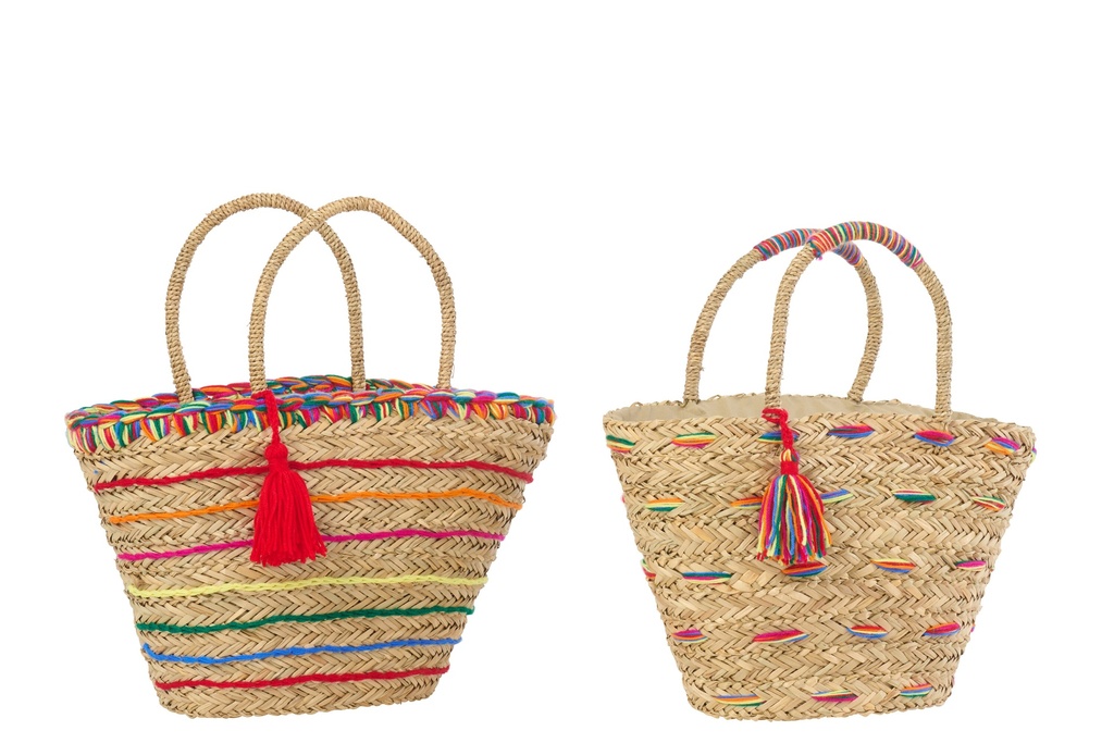 Bag Striped Seagrass Multi Assortment
