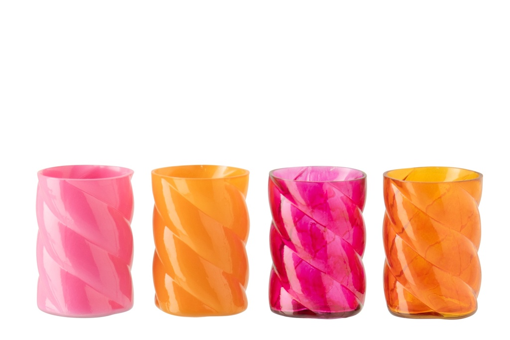 Hurricane Glass Orange/Pink Small Assortment