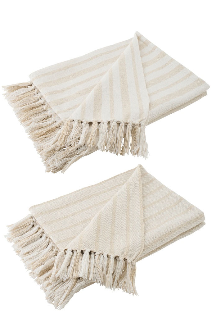 Throw Striped Cotton White/Beige Assortment