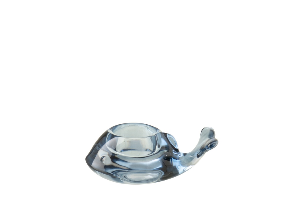 Candle Holder Whale Glass Blue