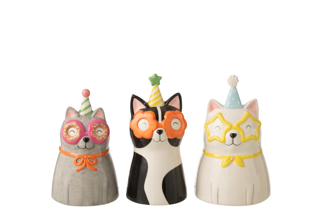 Vase Cat Glasses Ceramic Multicolored
