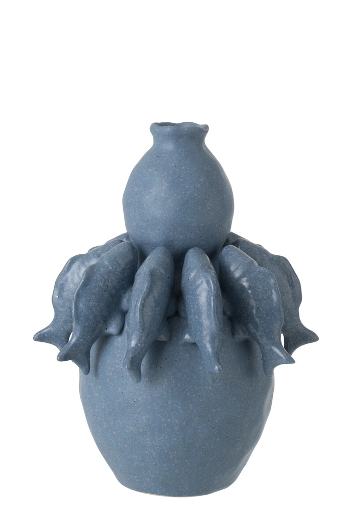 Vase Fish Ceramic Blue Small