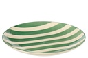 Plate Striped Stoneware Green/White