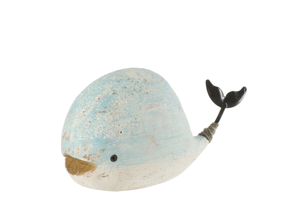 Whale Paulownia Wood White/Light Blue