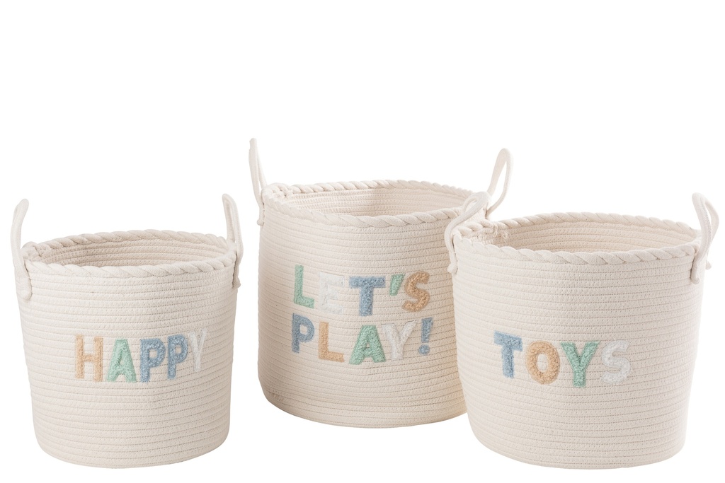 Set Of 3 Basket Kids Cotton