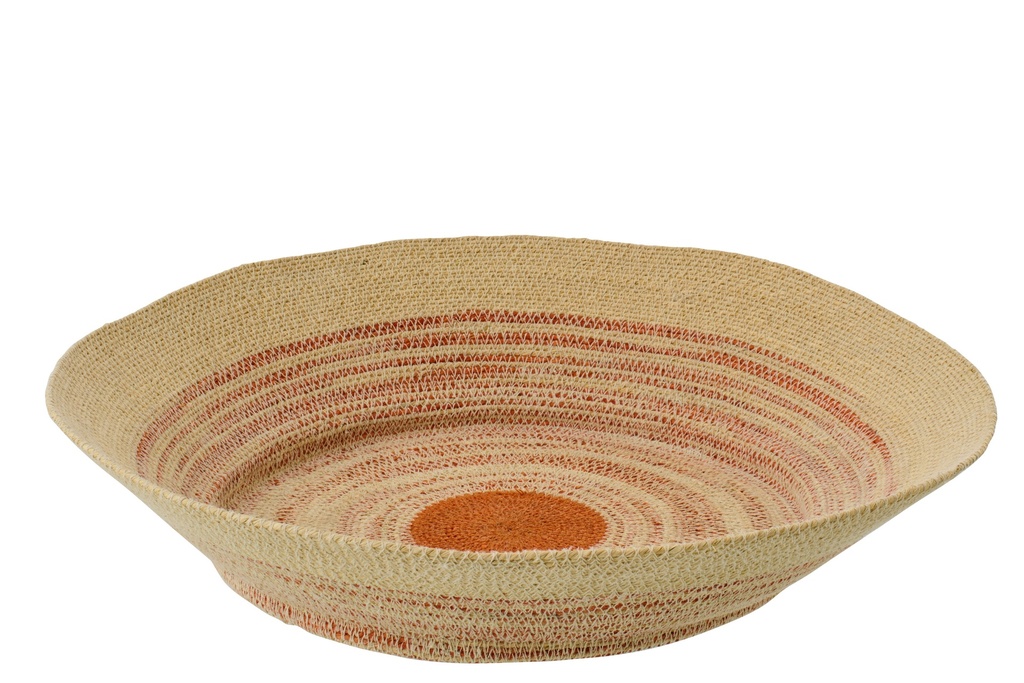 Decorative Tray Round Striped Seagrass