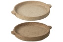 Plate Round Cement Beige/Dark Brown