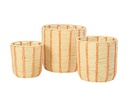 Set Of 3 Basket Round Striped