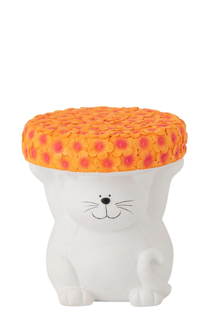 Side Table Cat Magnesium White/Orange