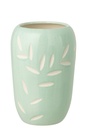 Vase Leaves Porcelain Light Blue