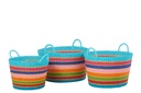 Set Of 3 Basket Striped Paper