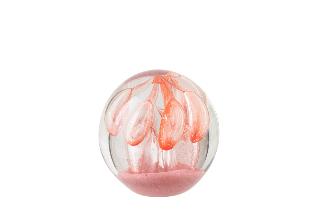 Paperweight Ball Glass Orange/Light Pink