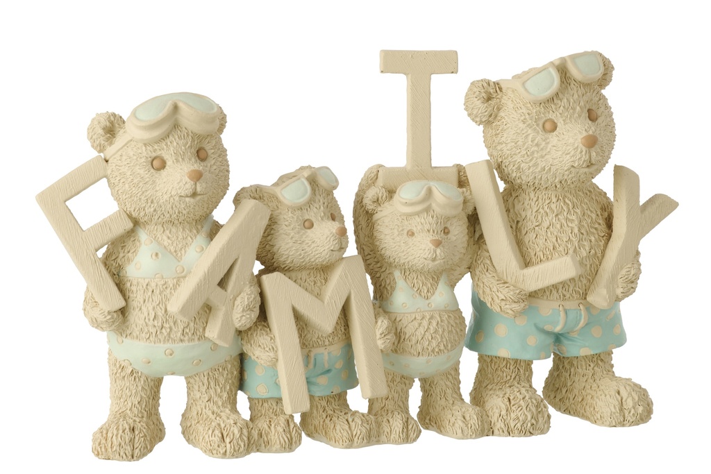 Bear Beach Family Polyresin Beige/Light