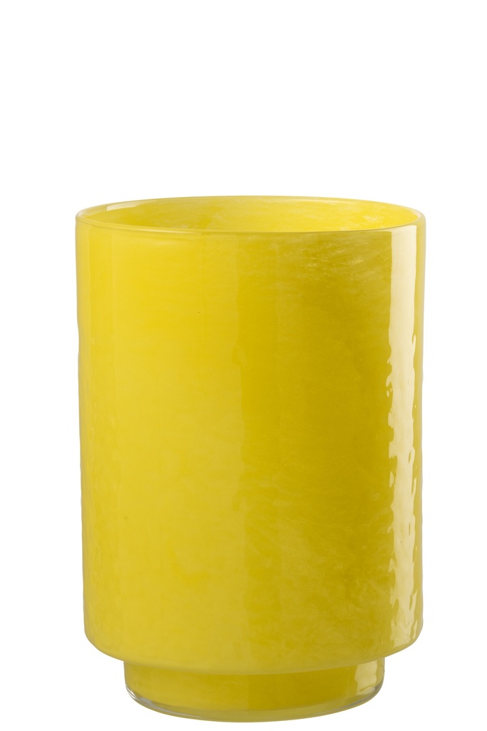 Vase Cylinder Relief Glass Yellow