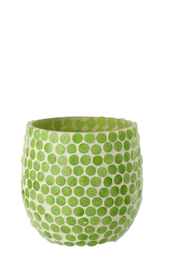 Candle Holder Mosaic Glass Green