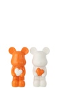 Bear Heart Polyresin White/Dark Orange