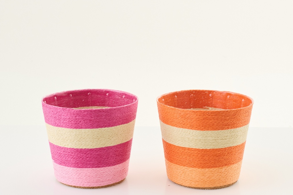 Flowerpot Striped Paper Pink/Orange Large