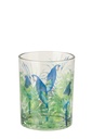 Tealight Holder Parrot Glass Blue/Green