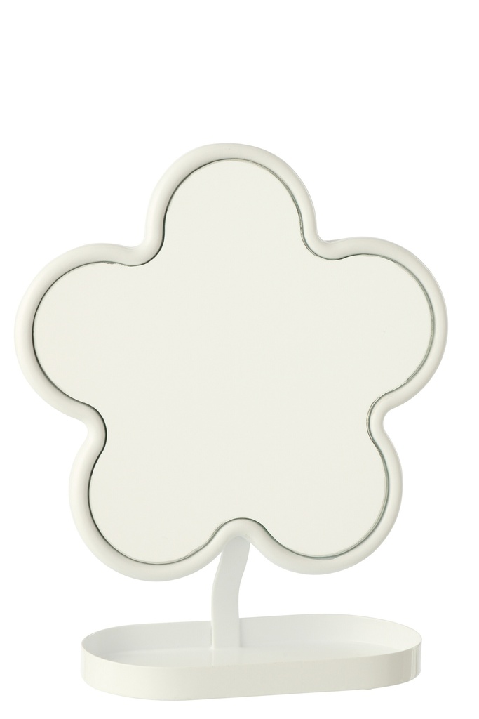 Table Mirror Flower Iron White