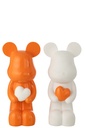 Bear Heart Polyresin White/Dark Orange