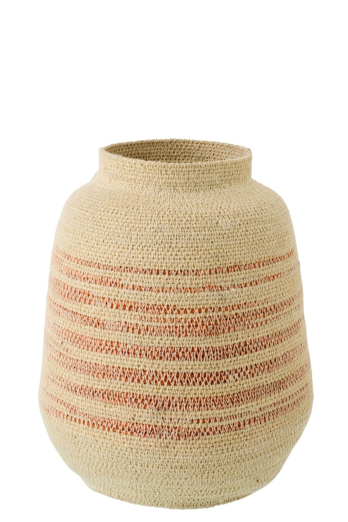 Basket Striped Seagrass Natural/Dark Orange