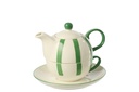 Teapot Striped Porcelain Green/White