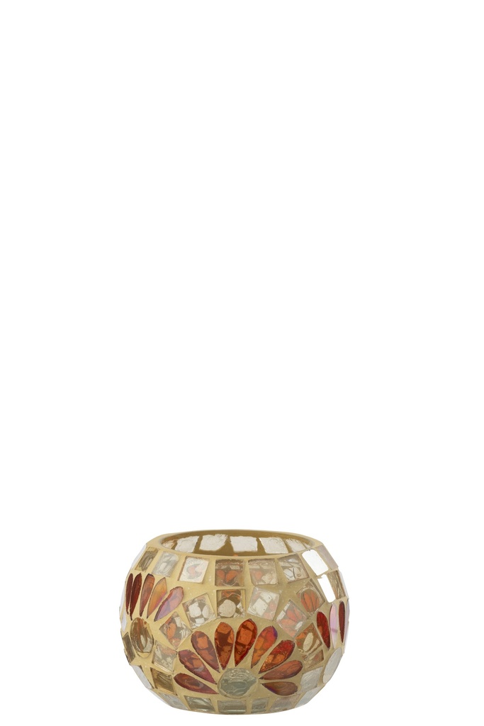 Candle Holder Glass Off-White/Warm Yellow