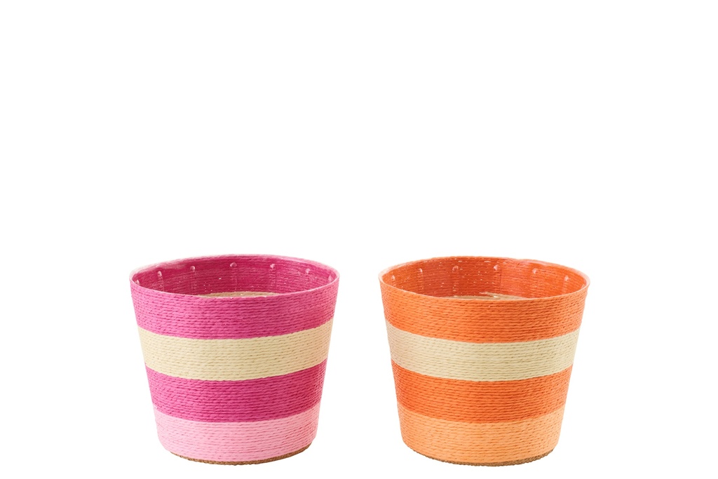 Flowerpot Striped Paper Pink/Orange Medium