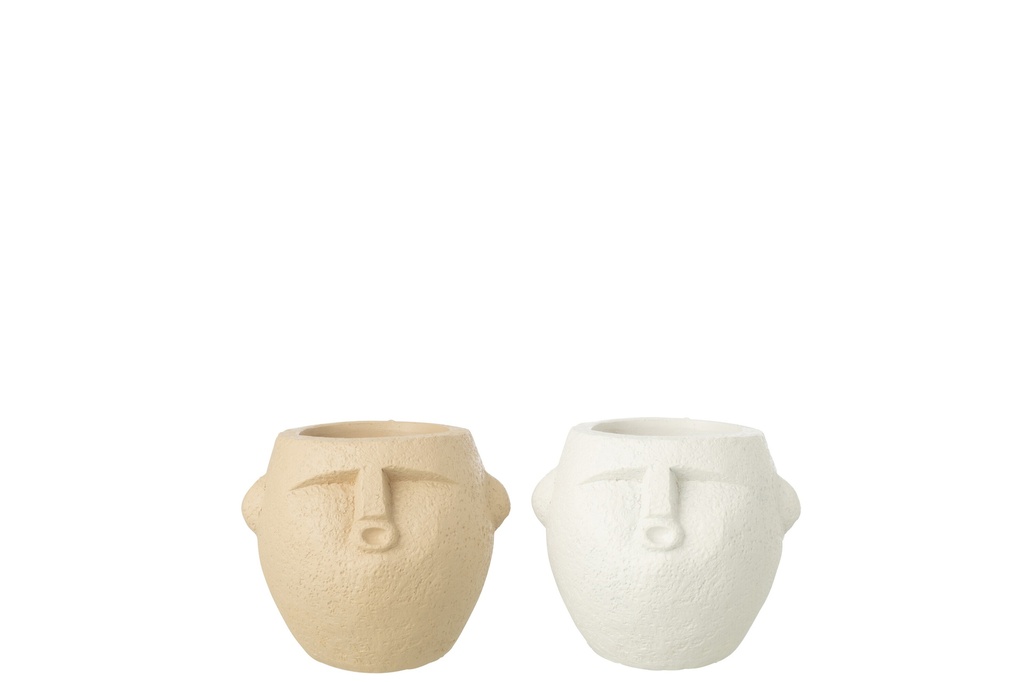 Flowerpot Polyresin White/Beige Small Assortment