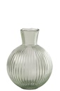 Vase Ball Ribbed Glass Grey-Green