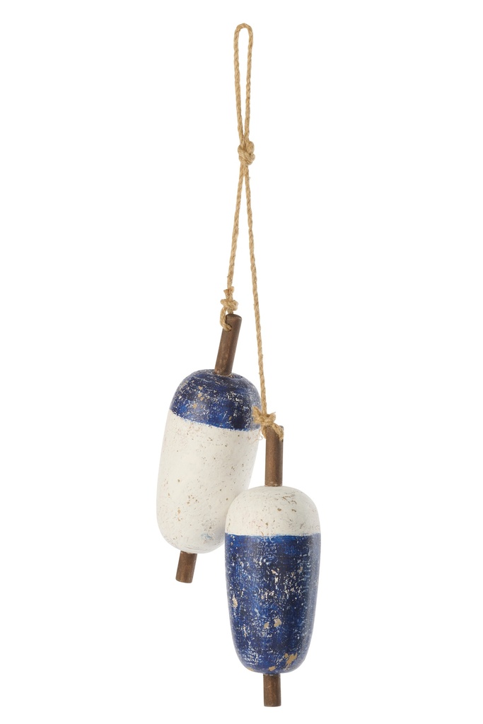 Hanger Buoy Paulownia Wood Blue/White
