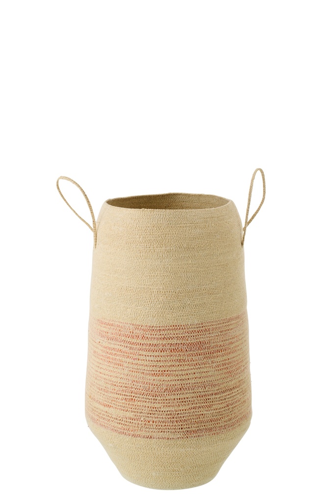 Basket With Handle Striped Seagrass