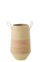 Basket With Handle Striped Seagrass