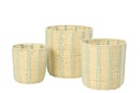 Set Of 3 Basket Round Striped